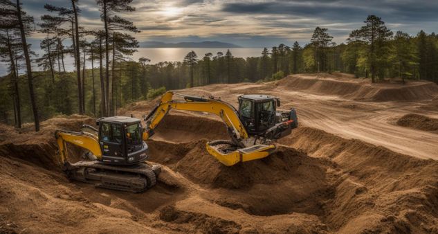 The Lagina Brothers operating high-tech excavation equipment on Oak Island.